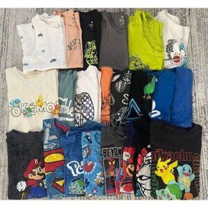 Boys Mixed Brand H&M Old Navy Graphic Tees Tanks Lot of 22 - Size 8-10